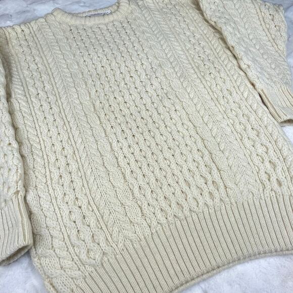 🔥Highland Home Industries Scotland Wool Aran Cable Knit Fisherman Preppy Sweater - Picture 5 of 15